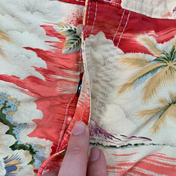 Lands End Hoffman California Swim Trunk Men XXL 2XL Floral Red Brief Lined Short - Picture 5 of 14